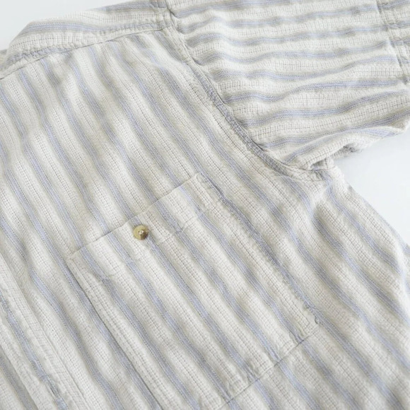 Vintage 90'S Northern Elements Cream & Blue Stripe Button Up Shirt Size XL (5) - Picture 6 of 10